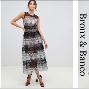 Bronx and Banco Caprese Lace & Mesh Cocktail Dress